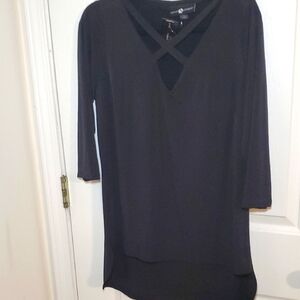 Ashley Stewart Black Criss-Cross V-Neck Top